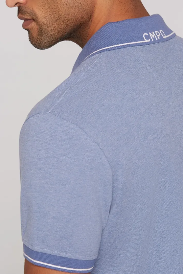 Poloshirt aus Pikee-Melange vintage blue melange