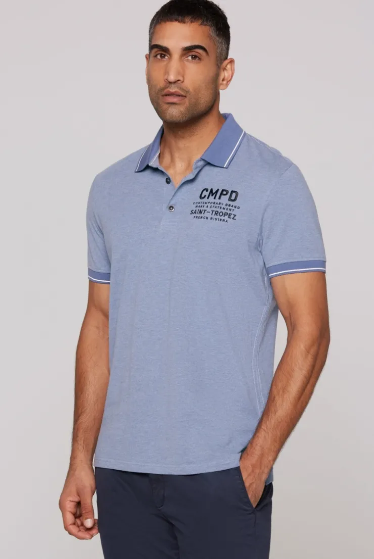 Poloshirt aus Pikee-Melange vintage blue melange