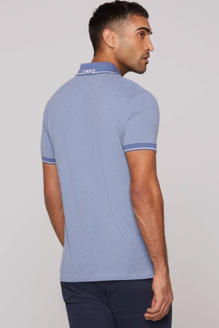 Poloshirt aus Pikee-Melange vintage blue melange