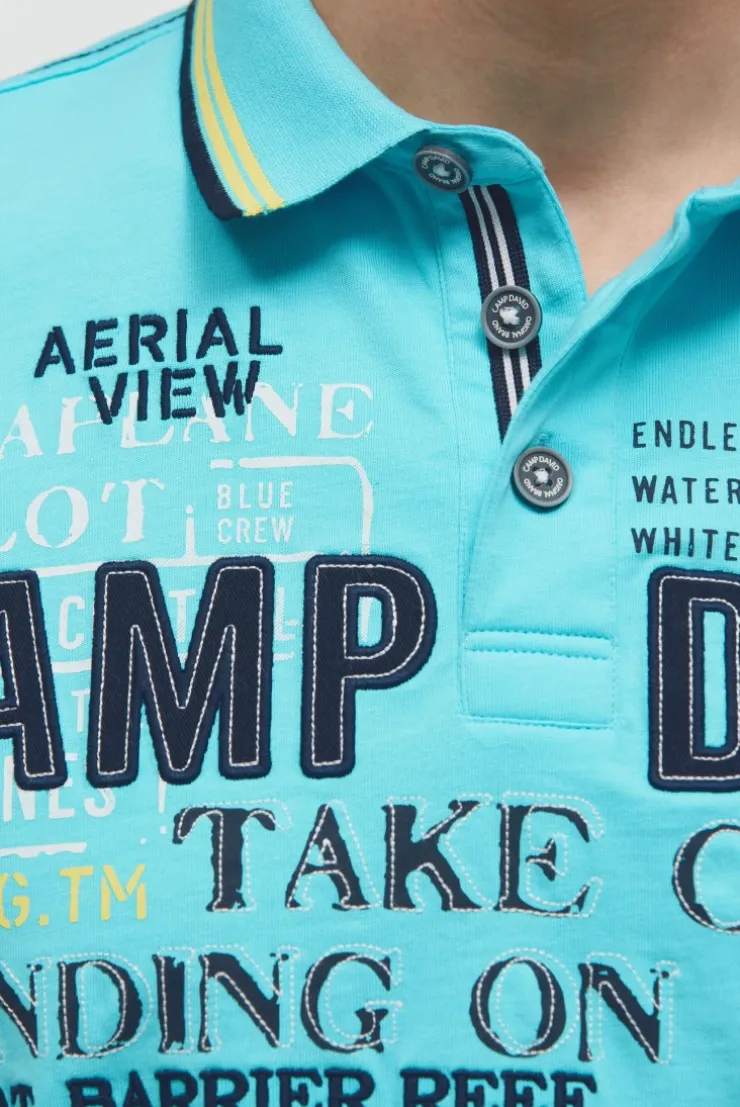Poloshirt Kurzarm mit Logo-Applikationen aqua