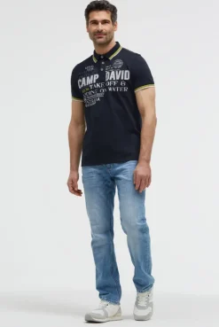Poloshirt Kurzarm mit Logo-Applikationen blue navy
