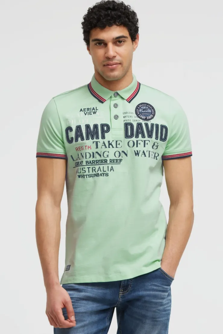 Poloshirt Kurzarm mit Logo-Applikationen light mint