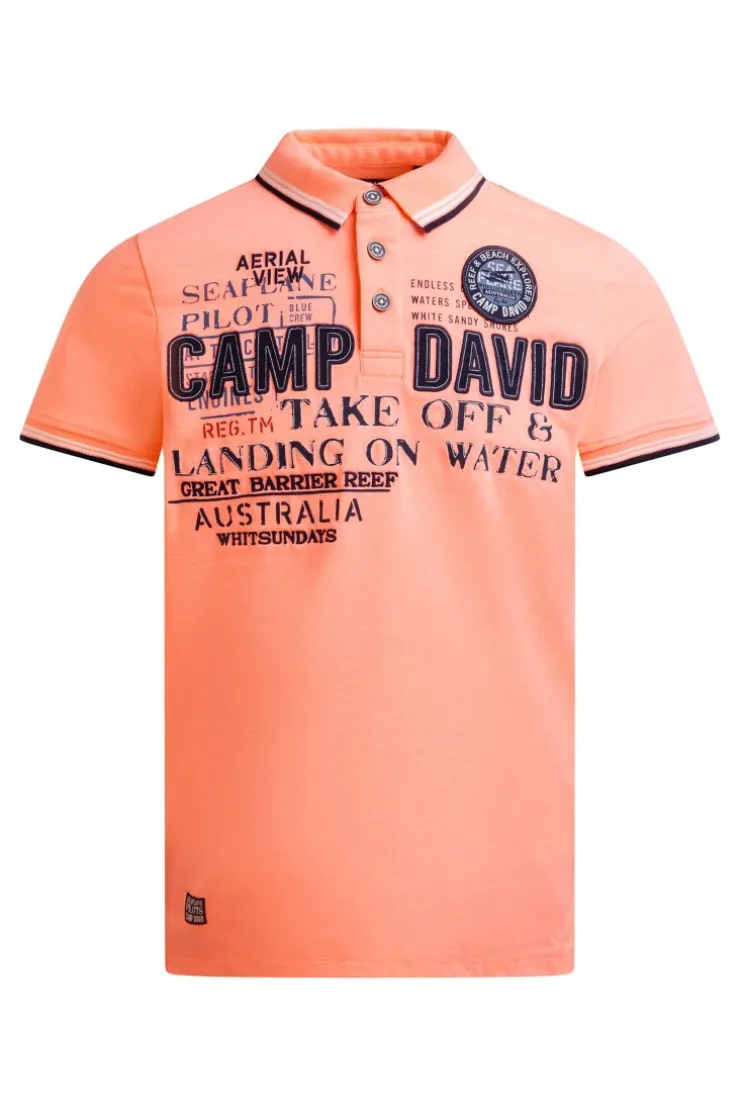 Poloshirt Kurzarm mit Logo-Applikationen neon flame