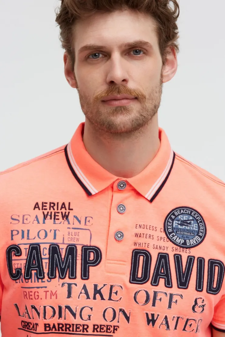 Poloshirt Kurzarm mit Logo-Applikationen neon flame