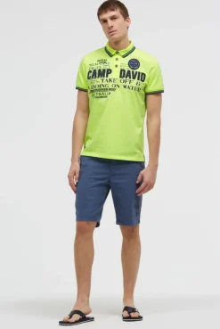 Poloshirt Kurzarm mit Logo-Applikationen neon lime