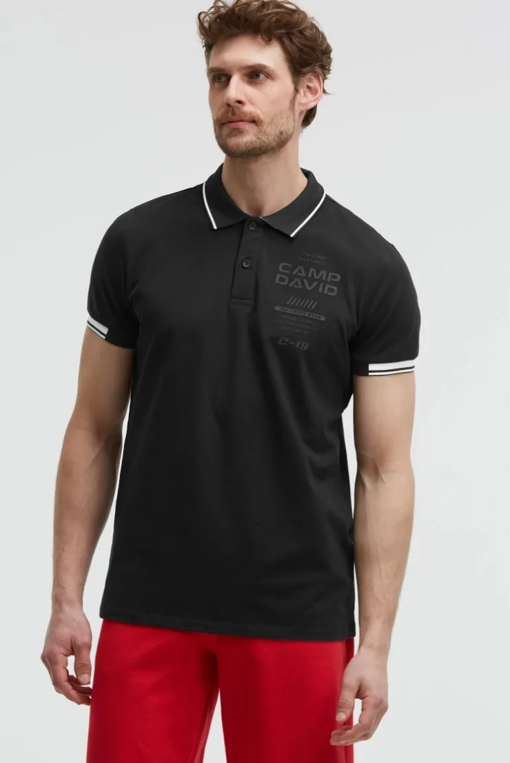 Poloshirt Kurzarm mit Rücken-Artwork black