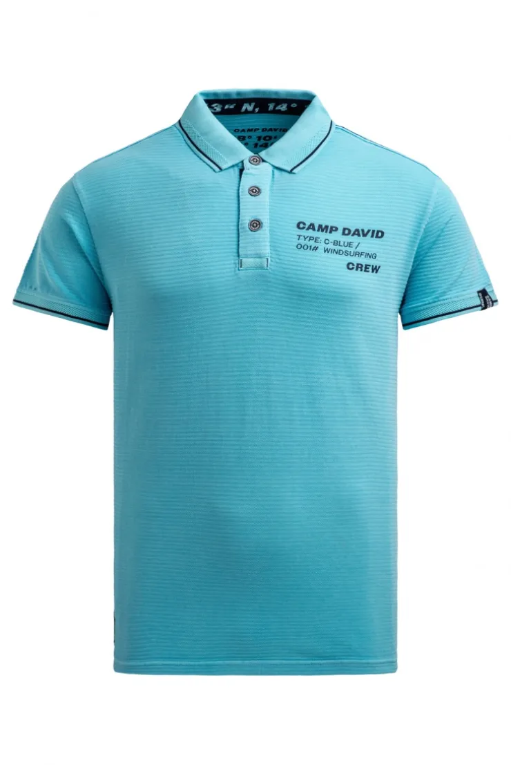 Poloshirt Kurzarm mit Struktur-Details aqua