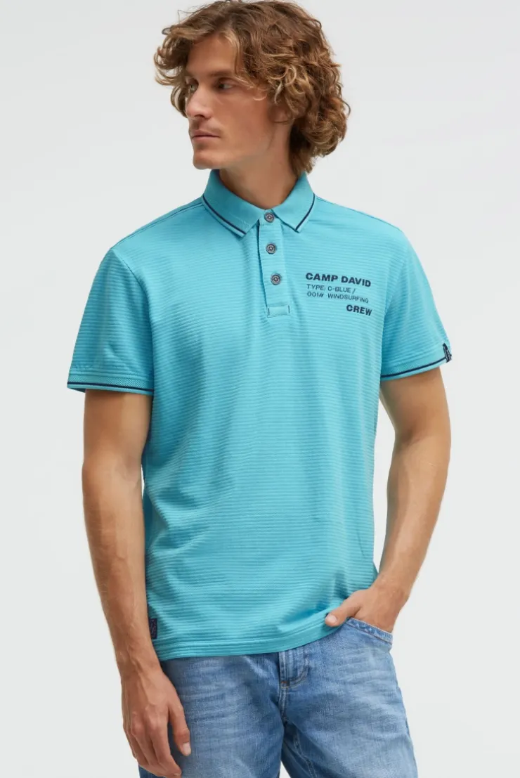 Poloshirt Kurzarm mit Struktur-Details aqua