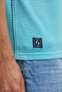 Poloshirt Kurzarm mit Struktur-Details aqua