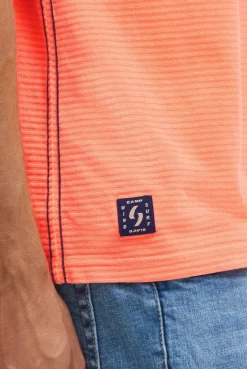 Poloshirt Kurzarm mit Struktur-Details neon flame