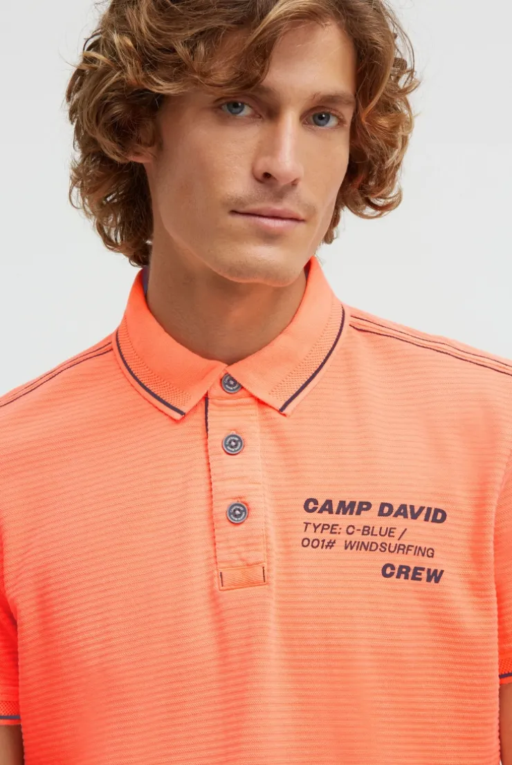 Poloshirt Kurzarm mit Struktur-Details neon flame