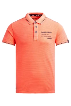 Poloshirt Kurzarm mit Struktur-Details neon flame