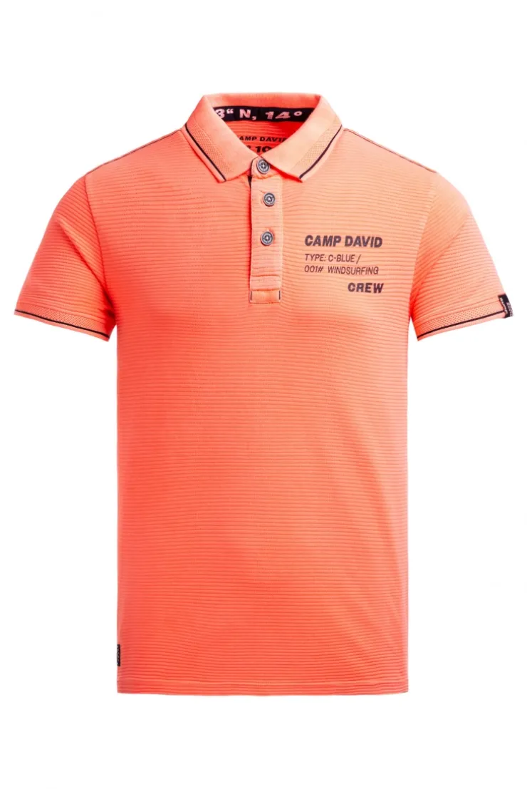 Poloshirt Kurzarm mit Struktur-Details neon flame