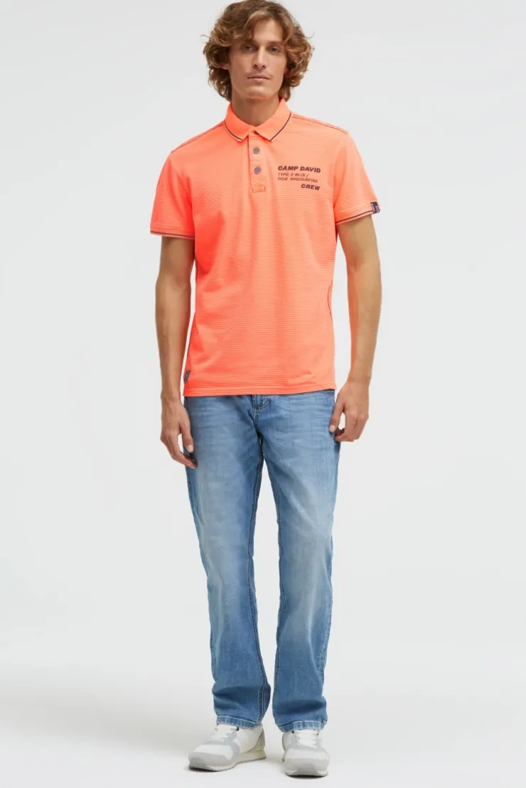 Poloshirt Kurzarm mit Struktur-Details neon flame