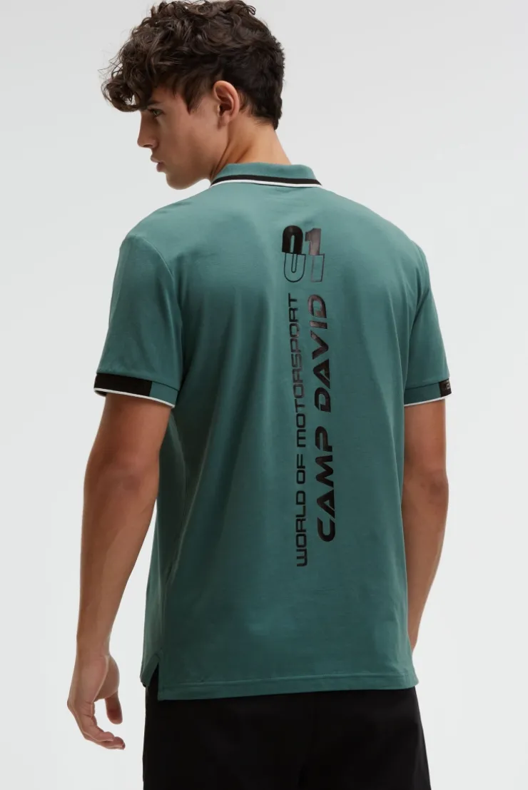 Poloshirt mit Backprint petrol green