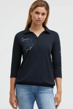 Poloshirt mit Prints und Gummizugsaum blue navy