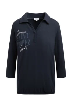 Poloshirt mit Prints und Gummizugsaum blue navy