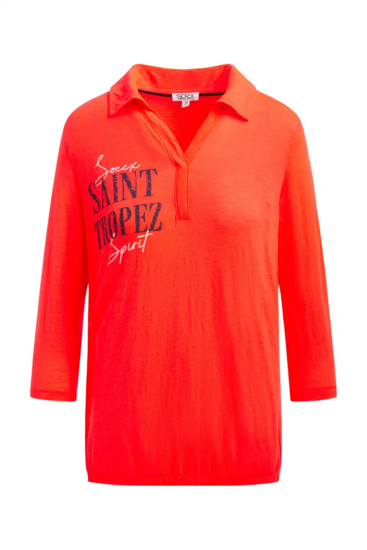 Poloshirt mit Prints und Gummizugsaum red neon