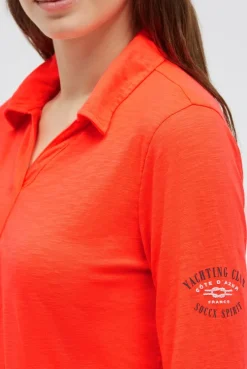 Poloshirt mit Prints und Gummizugsaum red neon