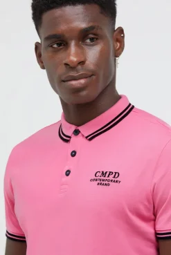 Poloshirt mit Streifen-Tippings summer pink