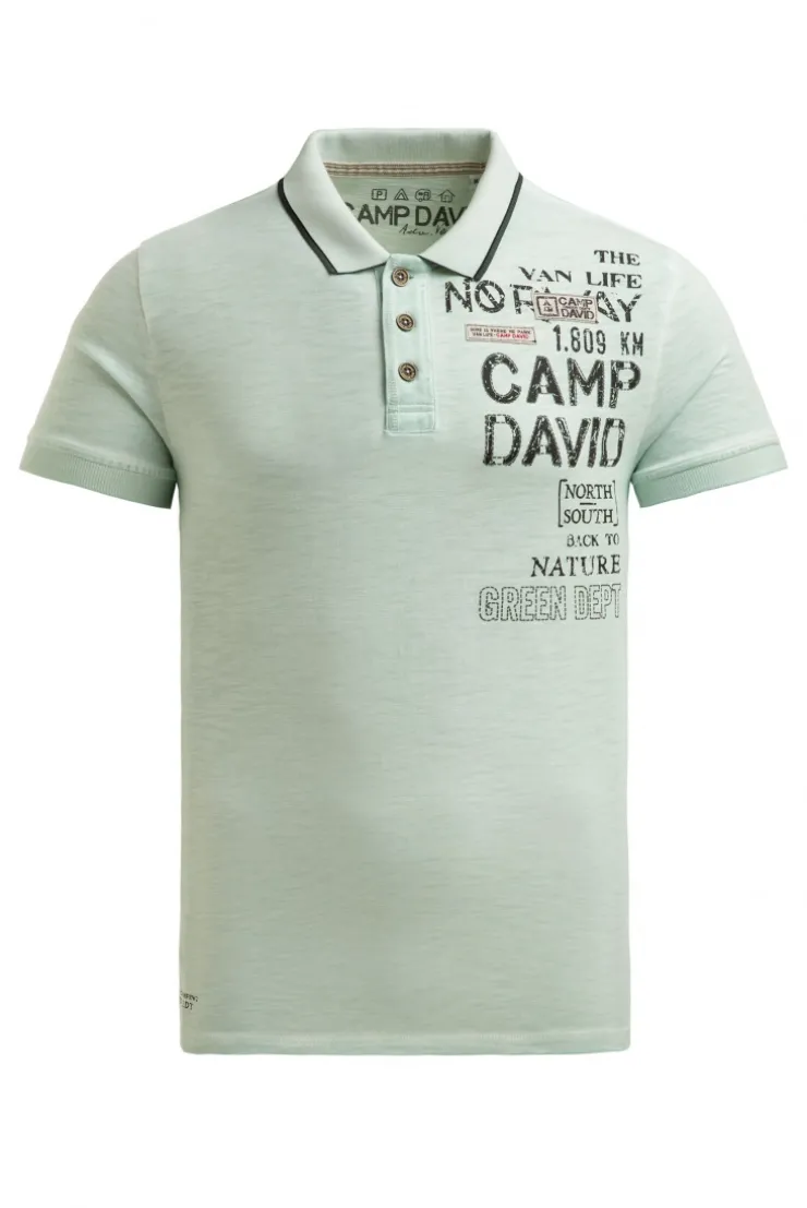 Poloshirt mit Vintage Prints faded mint