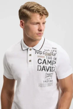 Poloshirt mit Vintage Prints offwhite