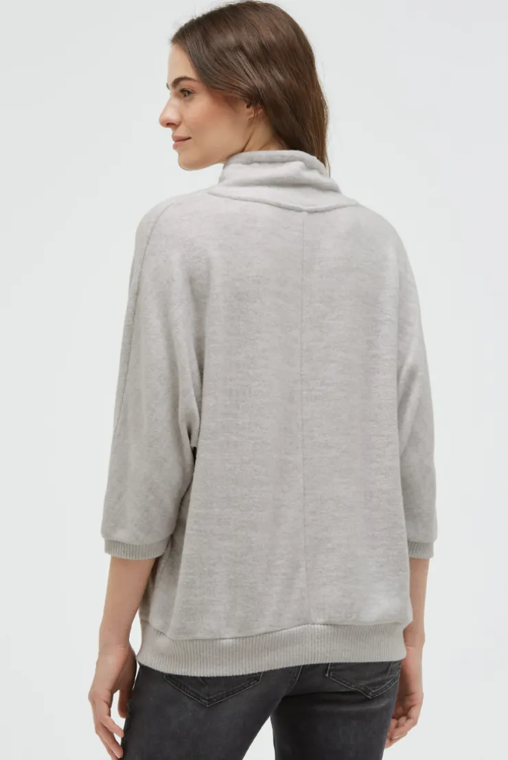 Pullover aus Flauschstrick mit Glitter-Print fresh grey melange | XS/S