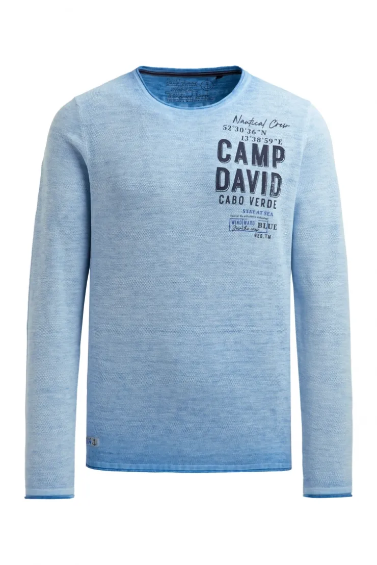 Pullover Inside Oil Dyed mit Logo Print electric sky