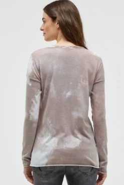 Pullover mit All Over Print und Schmucksteinen fresh grey