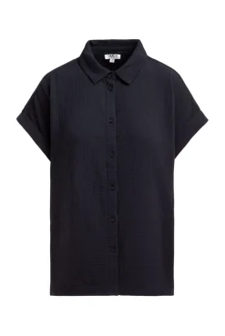 Ärmellose Musselin-Bluse mit Rückenprint blue navy