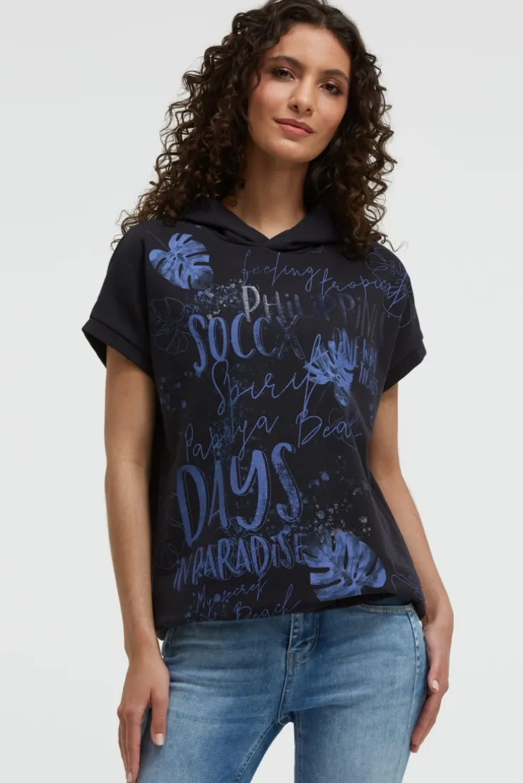 Ärmelloser-Hoodie mit All Over Print blue navy
