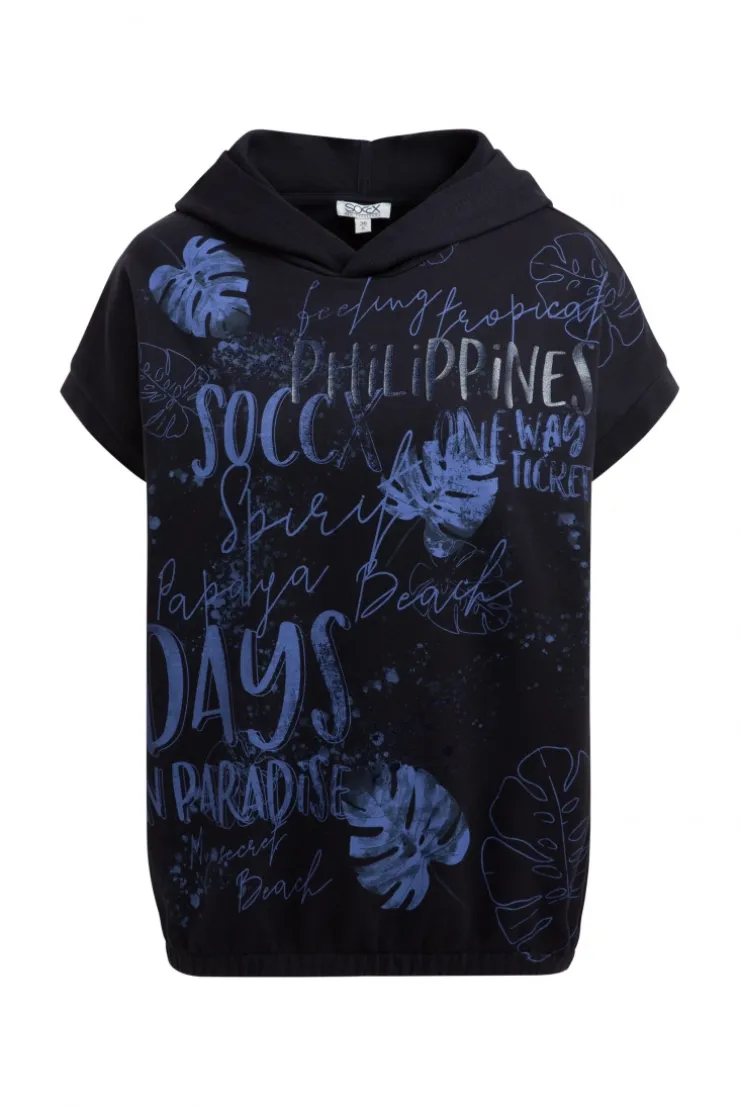 Ärmelloser-Hoodie mit All Over Print blue navy