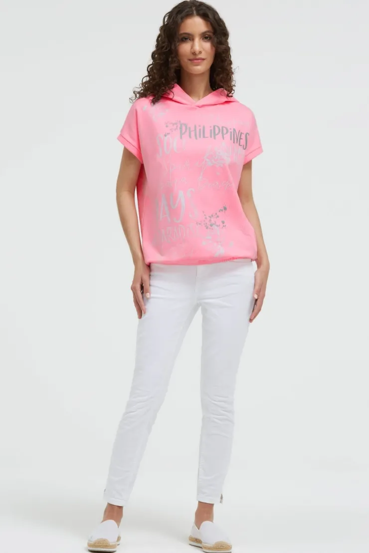 Ärmelloser-Hoodie mit All Over Print neon pink