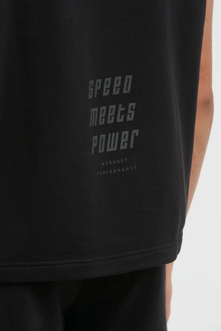 Ärmelloser Hoodie mit Label Prints black