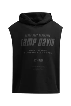Ärmelloser Hoodie mit Label Prints black