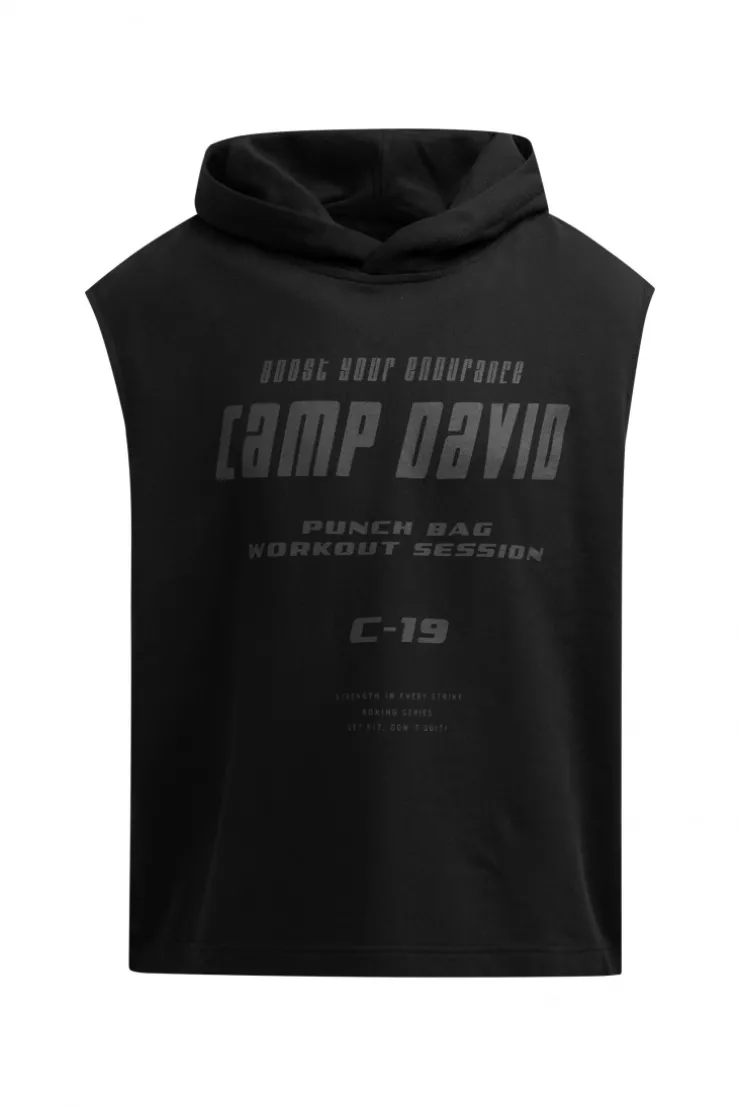Ärmelloser Hoodie mit Label Prints black