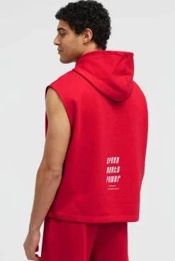 Ärmelloser Hoodie mit Label Prints energy red