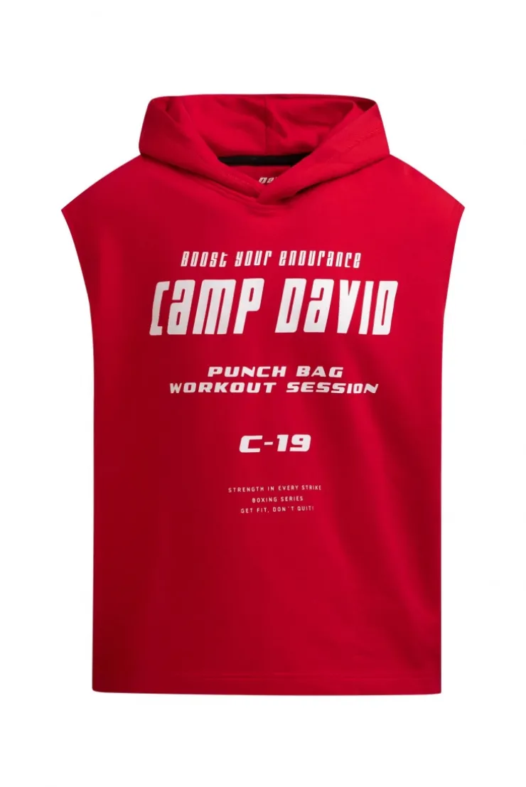 Ärmelloser Hoodie mit Label Prints energy red