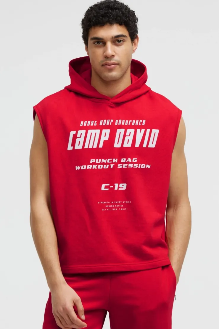 Ärmelloser Hoodie mit Label Prints energy red