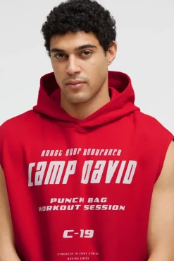 Ärmelloser Hoodie mit Label Prints energy red