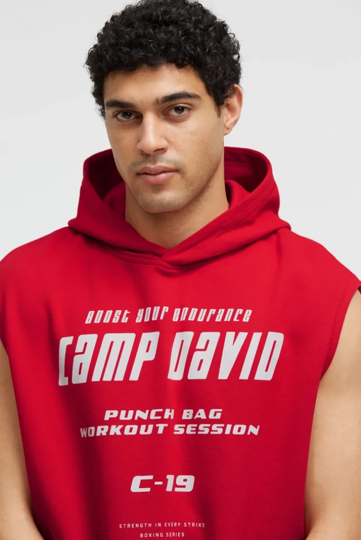 Ärmelloser Hoodie mit Label Prints energy red