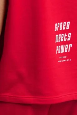 Ärmelloser Hoodie mit Label Prints energy red