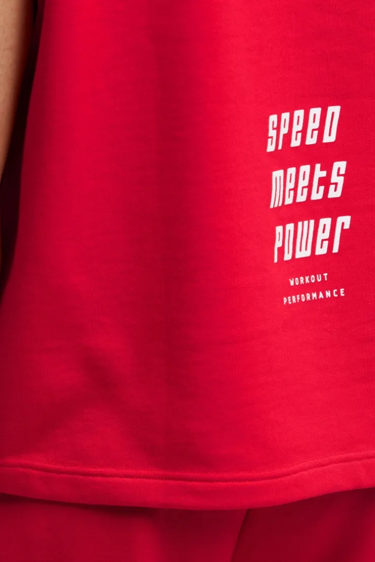 Ärmelloser Hoodie mit Label Prints energy red