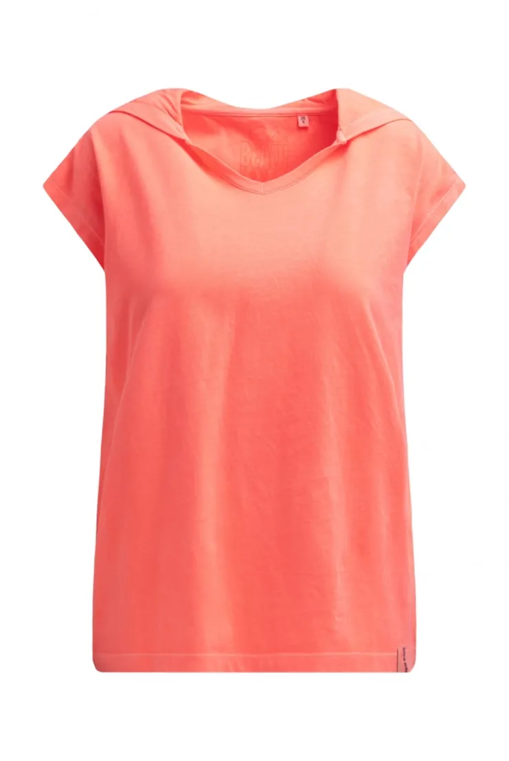 Ärmelloses Hoodie-Shirt mit Rückenprint neon coral