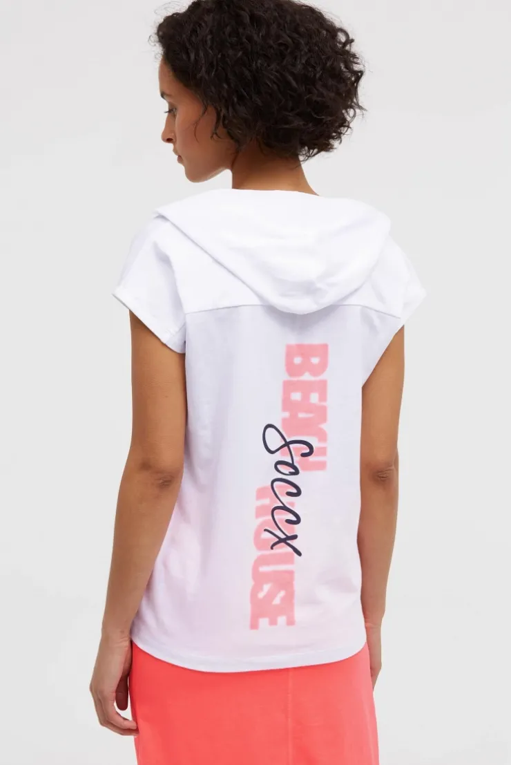 Ärmelloses Hoodie-Shirt mit Rückenprint opticwhite