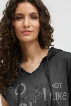 Ärmelloses Kapuzenshirt mit Wording Print black
