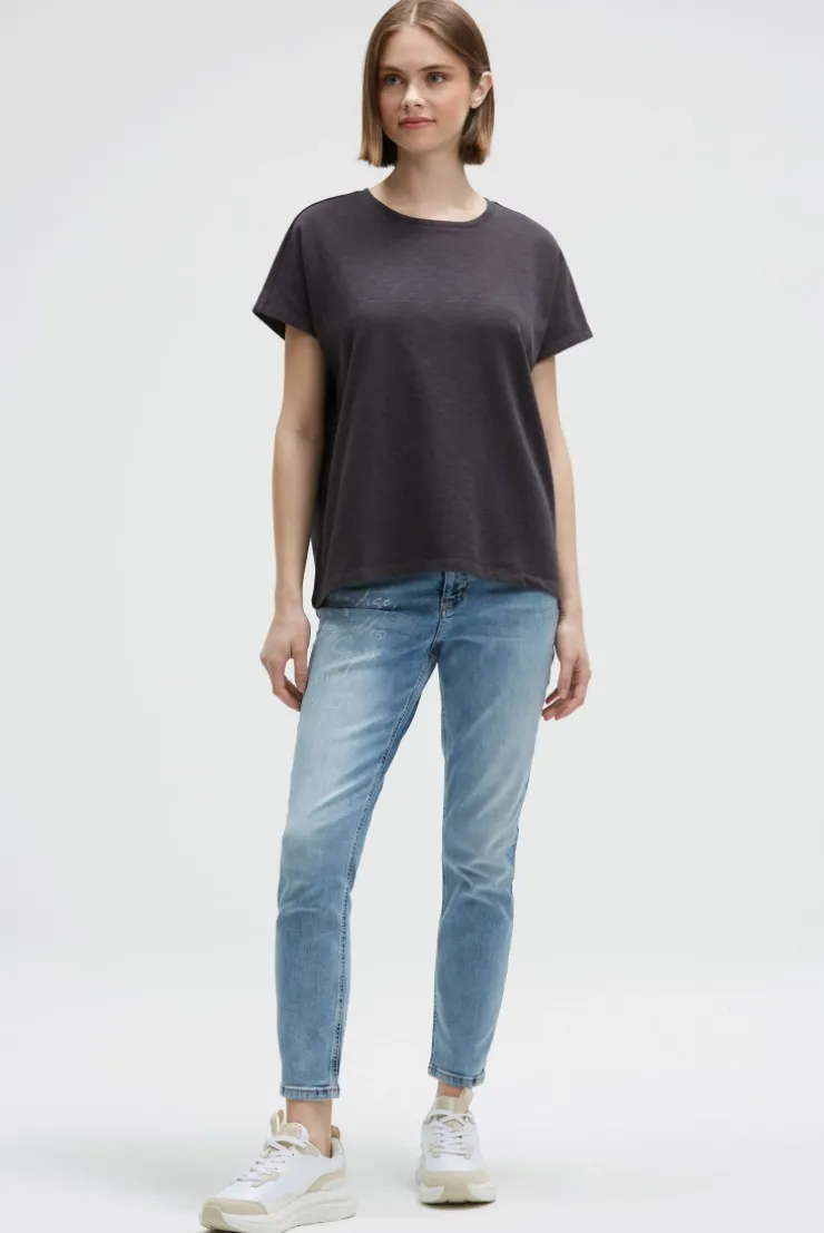 Ärmelloses Oversized Shirt mit Label Print charcoal mist | S