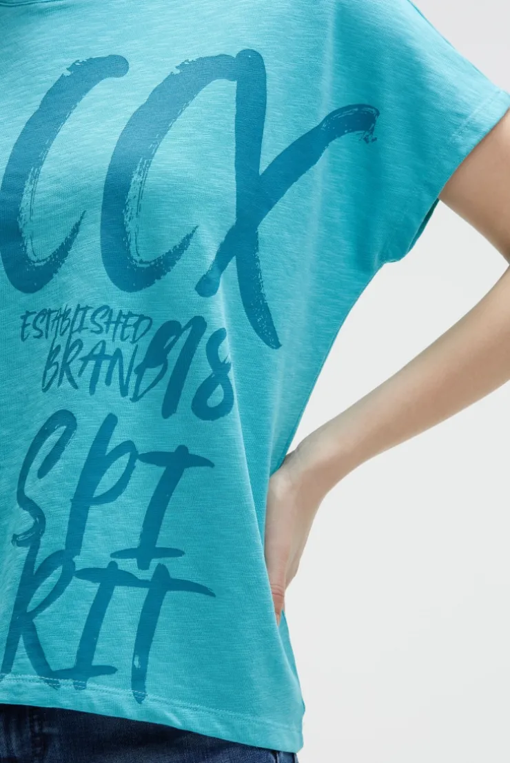 Ärmelloses Oversized Shirt mit Label Print ocean flash