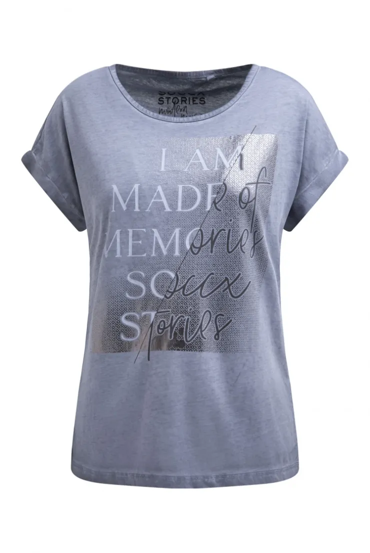 Ärmelloses Shirt mit Folienprint blue grey