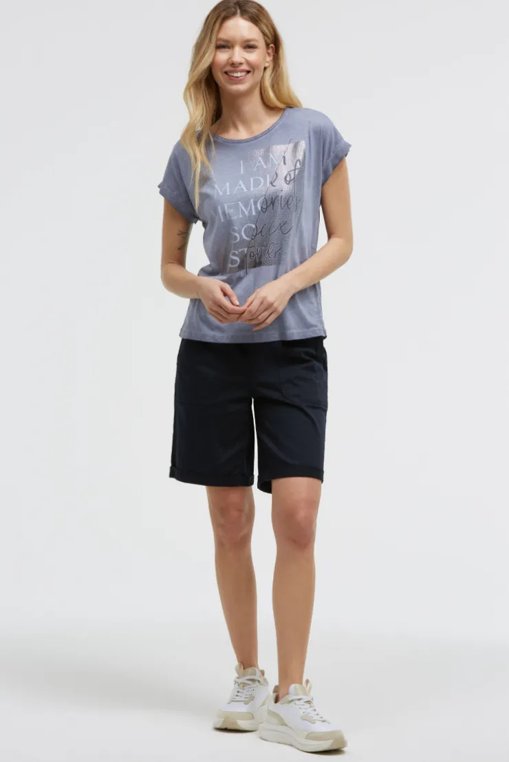 Ärmelloses Shirt mit Folienprint blue grey